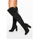 Lace Back Block Heel Over The Knee High Boots