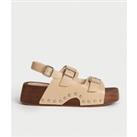 Real Leather Buckle Studded Clog