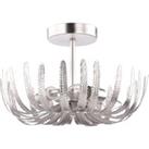 Contemporary and Ornate Foil Finish Semi Flush Ceiling Light with Fern Stems
