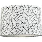 Off-White and Black Geometric Drum Lamp Shade with Inner Cotton Fabric Lining