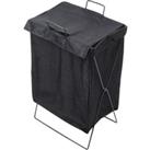 Black Collapsible Fabric Laundry Basket Clothes Hamper With Lid And Handle