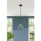 Matte Black 1-Light Pendant with Clear Glass Lampshade