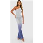 Ombre Crochet One Shoulder Knitted Maxi Dress