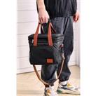 2-Layer Leakproof Insulated Lunch Tote Bag with Adjustable Shoulder Strap Black