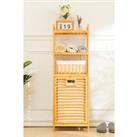 Laundry Hamper Basket with Liner Bag Bamboo Storage Clothes Hamper with Handles