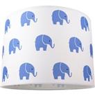 Blue Elephants Children's/Kids White Cotton Fabric Bedroom Lamp or Pendant Shade