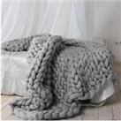 Chunky Knit Blanket Cotton Throw Bulky Soft Braided Hand Knotted Throw for Home Decor 120x150cm Chun