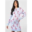Maternity Candy Cane Christmas Jumper Dress