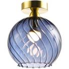 Designer Chic Ceiling Light with Brushed Base and Glass Shade