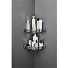 2 Pcs Silver Bathroom Shower Corner Shelf Wall Mounted Shampoo & Cosmetics Storage Organizer