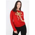 'Gift' Sequin Bow Novelty Christmas Jumper