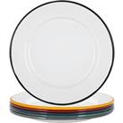 White Enamel Dinner Plates 25.5cm 6 Colours