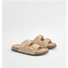Western Stitch Footbed Buckle Sliders