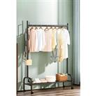 Indoor Garment Clothes Rack with Shoes Shelf on Wheels