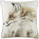 Watercolour Fox Hand-Painted Piped Cushion