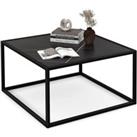 Modern Square Coffee Table with Faux Marble Tabletop & Iron Frame