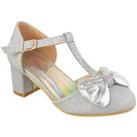 'Chava' Mid High Heel Sandals With Bow & Diamante Detail
