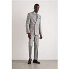 Slim Fit Double Breasted Grey Highlight Check Suit Jacket