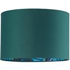 Stylish Forest Green Cotton Fabric Lamp Shade with Inner Jungle Palm Tree Print