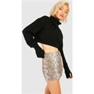 Textured Snake Faux Leather Look Mini Skirt