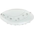 Contemporary Circular Opal White Glass Flush Ceiling Light with Crystal Buttons