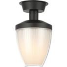 Sleek Modern Black Die Cast Metal Outdoor Porch Ceiling Light with PC Diffuser