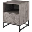 Herringbone Side Table Storage Unit - Featuring a Spacious Drawer for Stylish Organisation