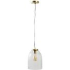 Aurelian Modern Vintage Antique Brass and Black Electric Pendant with Textured Glass Shade