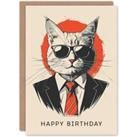 Artery8 Birthday Card Business Suit Kitty Sunglasses Cat Lover Design For Him Dad Brother Son Papa Grandad Greeting Card