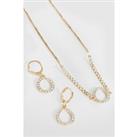 Circle Diamante Necklace And Earring Set