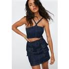 Paperbag Denim Utility Mini Skirt