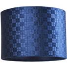 Traditional Navy Midnight Blue Velvet Lamp Shade with Mini Square Grids Pattern