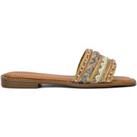 'Tasha' Diamante Trim Flat Slider Sandals