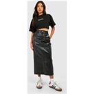 Petite Croc Faux Leather Split Midaxi Skirt