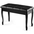 Piano Bench W/ Padded Cushion PU Leather Piano Stool Double Duet Seat w/Storage