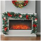2.7M Christmas Garland with Lights Door Wreath Xmas for Stairs Fireplace