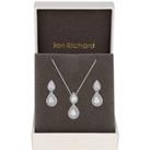 Gift Packaged Cubic Zirconia Pear Drop Earring And Necklace Set