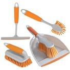 4pc Kitchen Cleaning Set Dustpan & Brush - Various Colours