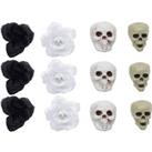 Set of 12 Halloween Skulls and Roses Ornament