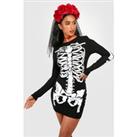 Petite Halloween Skeleton Long Sleeve Mini Dress