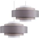 Hampshire 5 Tier Pair of Grey Ceiling Pendant Shades