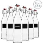 Lavagna Glass Swing Bottles with Labels 1 Litre Pack of 6