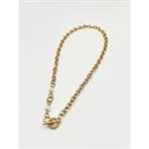 T bar gold necklace with coin and pearl details
