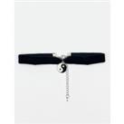 Black Faux Velvet Choker Necklace with Ying Yang Charm