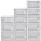 12Pcs Plastic Stackable Shoe Storage Box Organiser