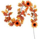 Sunflower Autumn Garland with Lights for Halloween and Thanksgiving Decoration