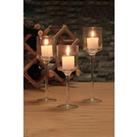 Set of 3 Glass Candlestick Tealight Candle Holders Table Decorations Centrepiece