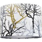 Modern Off-White Lamp Shade with Silver Gold and Black Woodland Trees Decoration