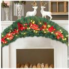 1.8M Christmas Swag Garland with Lights Door Wreath Xmas for Stairs Fireplace