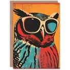 Artery8 Birthday Card Great Horned Owl with Sunglasses Design For Him Dad Brother Son Papa Grandad Greeting Card